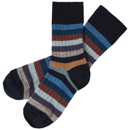 FUB 2-pak klassiske stribede sokker Dark Navy/Multi Stripe | Marine blå | 33-36 EU