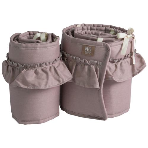 NG Baby Bumper Bedside Crib Linen With Ruffle Dusty Pink | Lyserød | 0