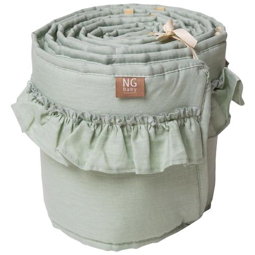 NG Baby Mood Pudesætning Til Tremmeseng Med Flæse Sage Green | Grønn | 0