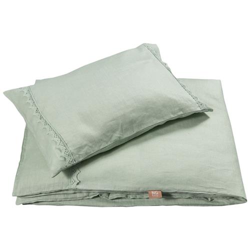 NG Baby Sengesæt Linned Krybbe/Barneseng Med Flæse Sage Green One Size      Unisex