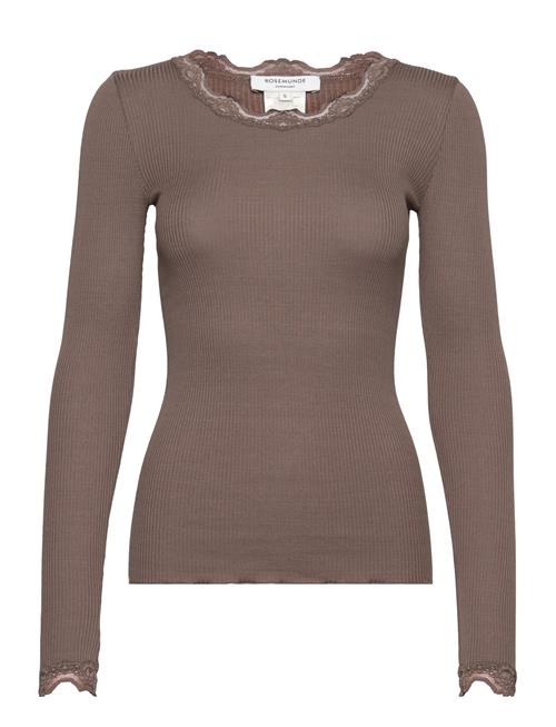 Se Rosemunde Silk T-Shirt W/ Lace Rosemunde Brown ved Booztlet