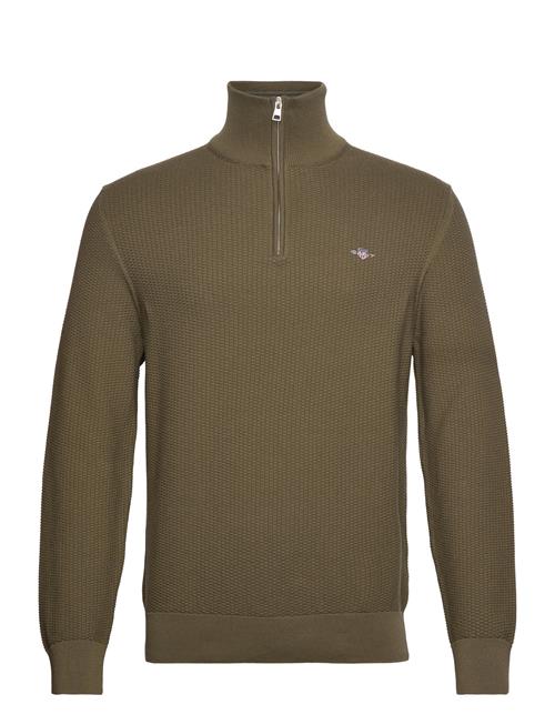 Cotton Micro Textured Half Zip GANT Green