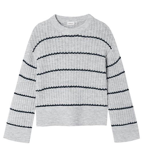 Se Name It Bluse - Strik - NKfTitina - Light Grey Melange ved KidsWorld