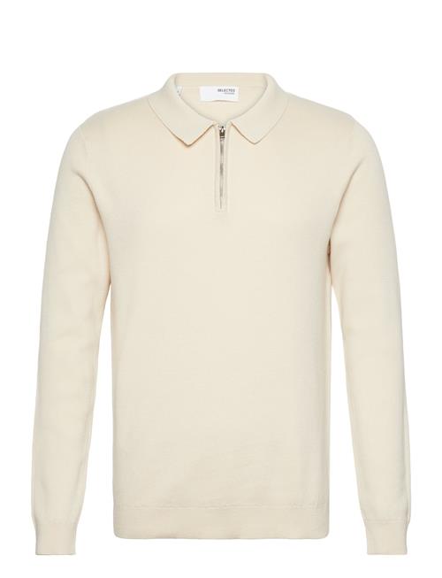 Selected Homme Slhflorence Ls Knit Zip Polo Ex Selected Homme Cream