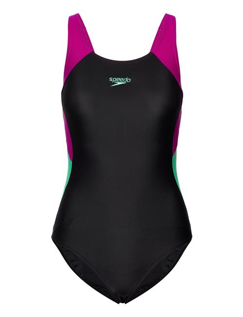 Speedo Womens Colourblock Splice Muscleback Speedo Black