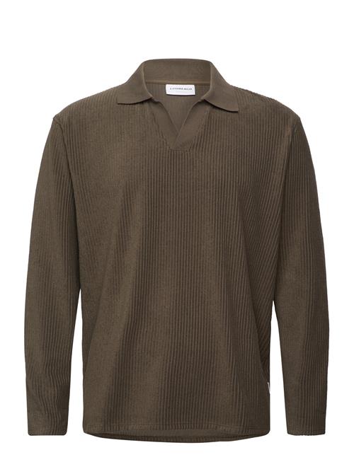 Lindbergh V-Neck Jacquard Polo L/S Lindbergh Green