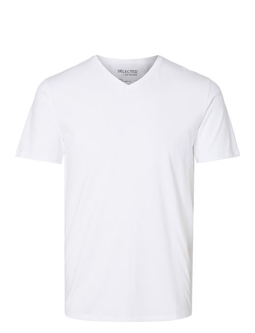 Selected Homme Slhnewpima Ss V-Neck Tee Noos Selected Homme White