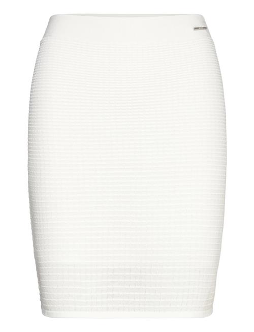 Geometric Knit Fitted Skirt Calvin Klein White