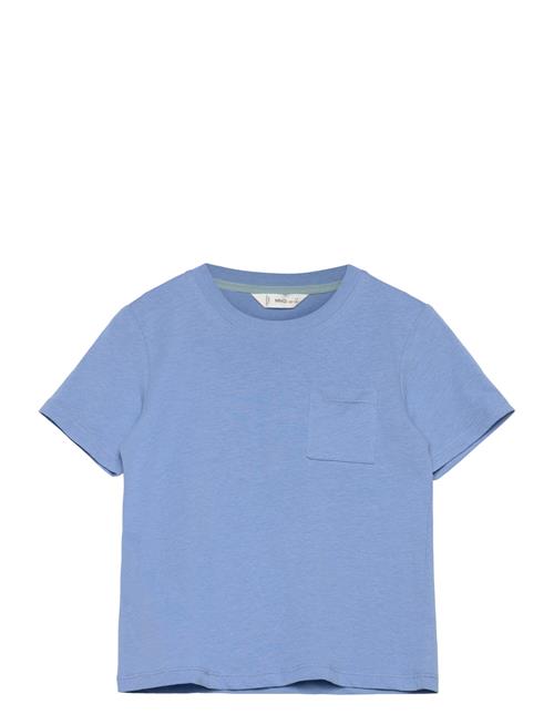 Se Mango Essential Cotton-Blend T-Shirt Mango Blue ved Booztlet