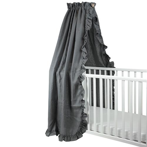 NG Baby Sengehimmel Linned Med Flæse Graphite Grey | Grå | 0