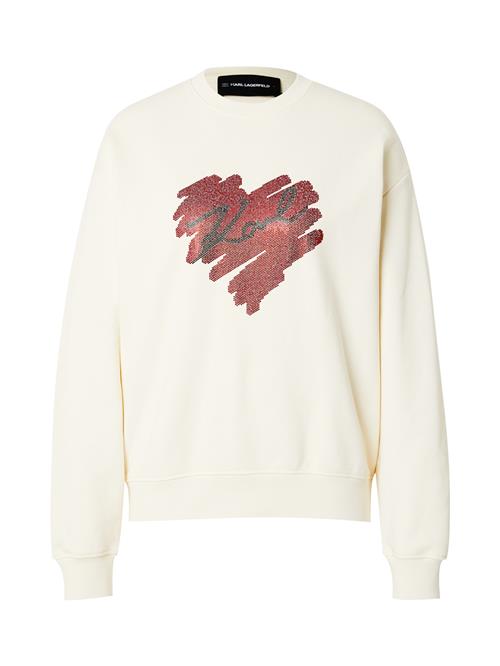 Se Karl Lagerfeld Sweatshirt 'HEARTS'  creme / carminrød / sort ved About You