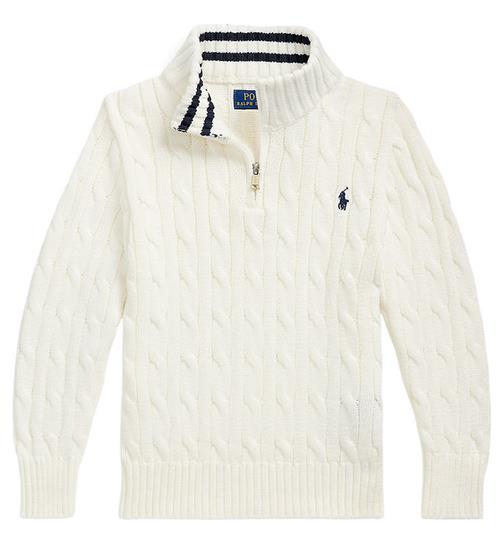 Polo Ralph Lauren Bluse m. LynlÃ¥s - Strik - Hvid