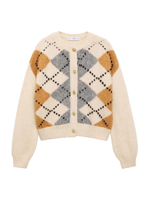 Se MANGO Cardigan 'Rombin'  lysebeige / sepia / grå / sort ved About You