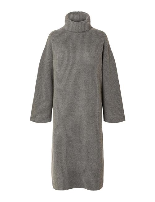 Selected Femme Slfnew Elina Ls Knit Highneck Dress B Selected Femme Grey