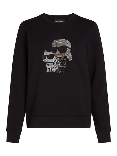 Se Karl Lagerfeld Sweatshirt 'Ikon Karl & Choupette'  beige / sort / sølv / hvid ved About You