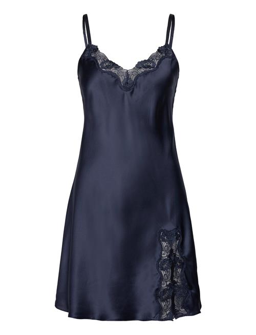 Se Lady Avenue Pure Silk - Slip W.lace Lady Avenue Navy ved Booztlet