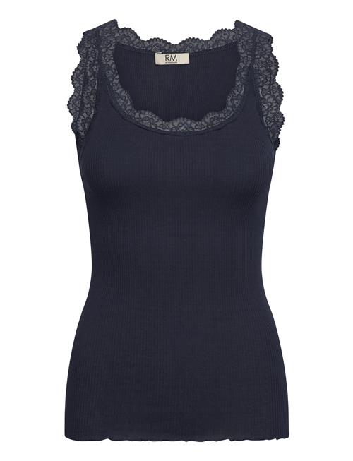 Rmwbalta Modal Sl Lace U-Neck Top RM By Rosemunde Navy