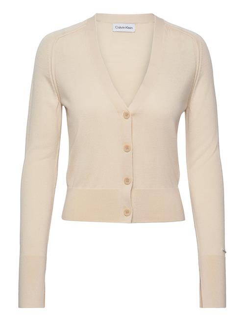 Se Calvin Klein Merino Wool V-Neck Cardigan Calvin Klein Beige ved Booztlet