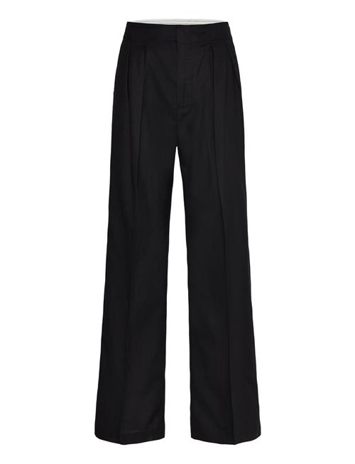 Mango Contrast-Trim Pleated Trousers Mango Black