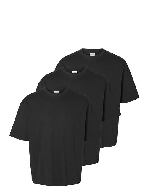 Slhlooseoscar Ss O-Neck Tee 3 Pack Selected Homme Black