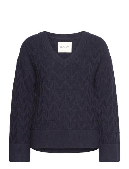 GANT Herringb V-Neck GANT Navy