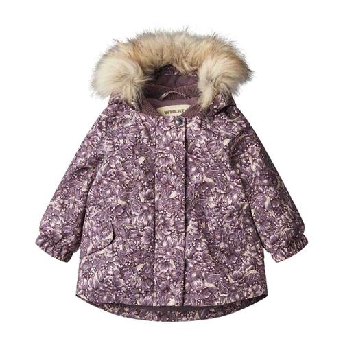 Wheat Mathilde Tech Blomstret Babyjakke Purple Tulips | Lilla | 86 cm