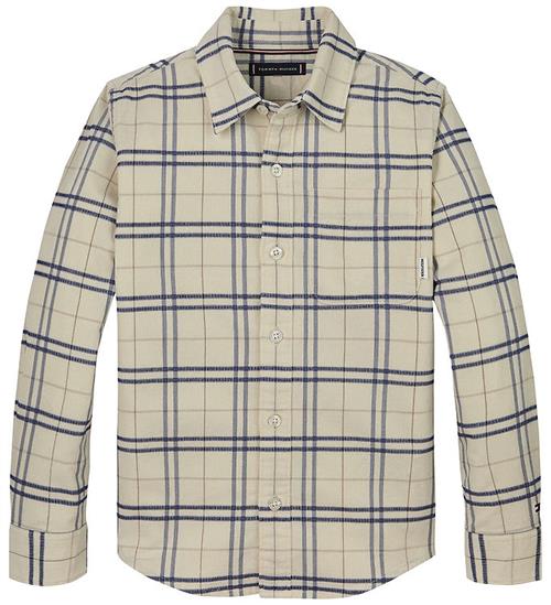 Tommy Hilfiger Skjorte - FlÃ¸jl - Classic Beige/Navyternet