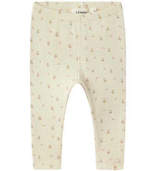 Lil Atelier Lil' Atelier Leggings - Rib - NbfGago - Turtledove/FLOWER