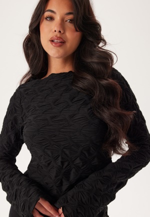 BUBBLEROOM Structure Long Sleeve Top Black XL