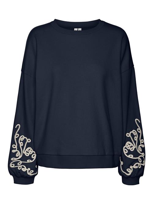 Se VERO MODA Sweatshirt 'Velo'  beige / natblå ved About You