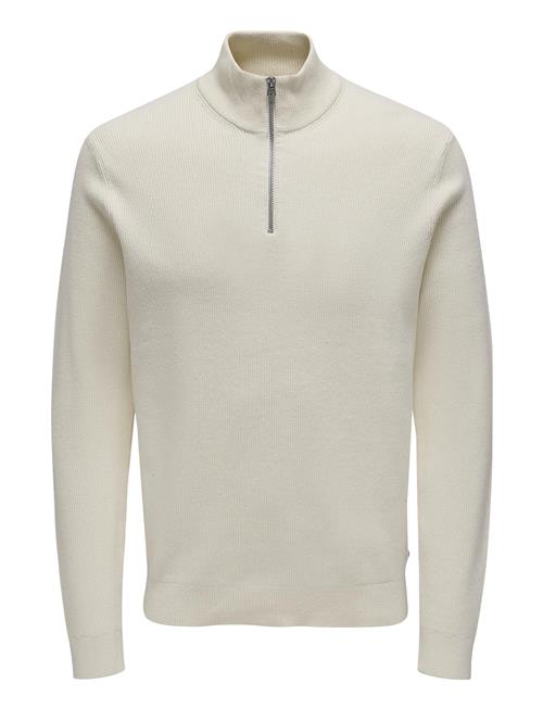 Se ONLY & SONS Onsphil Reg 12 Struc Half Zip Knit Noos ONLY & SONS Cream ved Booztlet