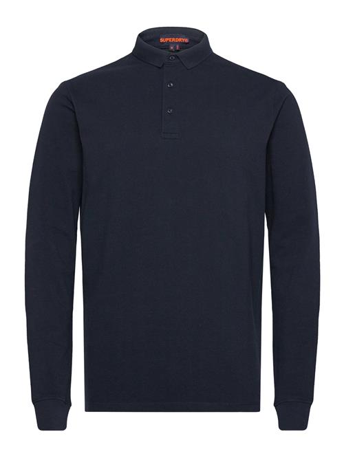 Superdry Cotton Long Sleeve Pique Polo Superdry Navy