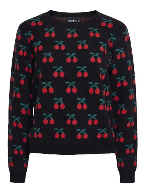 PIECES Pullover 'CHERRY'  grøn / rød / sort