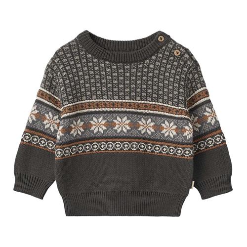 Wheat GOTS Julius Strikket Baby Sweater Raven | Sort | 92 cm