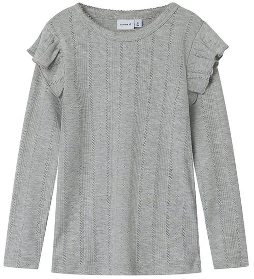 Name It Bluse - Noos - NmfJulia - Grey Melange m. HulmÃ¸nster