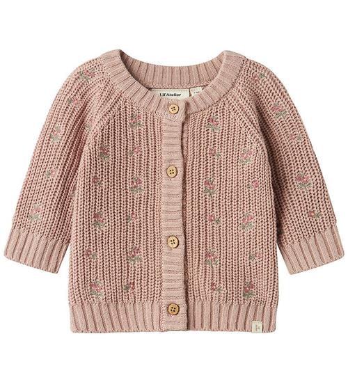 Lil Atelier Lil' Atelier Cardigan - Strik - NbfEmlen - Shadow Gray m. Blomst