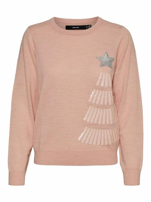 VERO MODA Pullover 'Tree'  abrikos / sølv