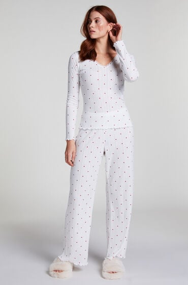 Hunkemöller Pyjamasbukser Pointelle hvid