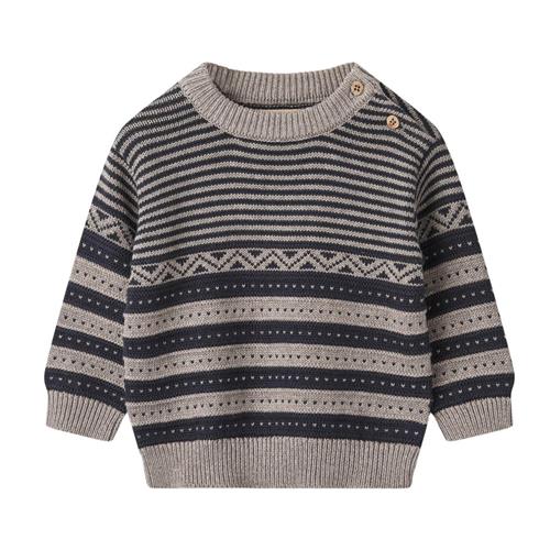 Wheat GOTS Janus Strikket Baby Sweater Navyblå | Marine blå | 80 cm