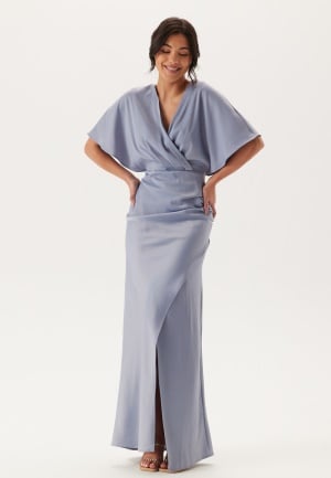 Bubbleroom Occasion Wrap Satin Gown Light blue 34