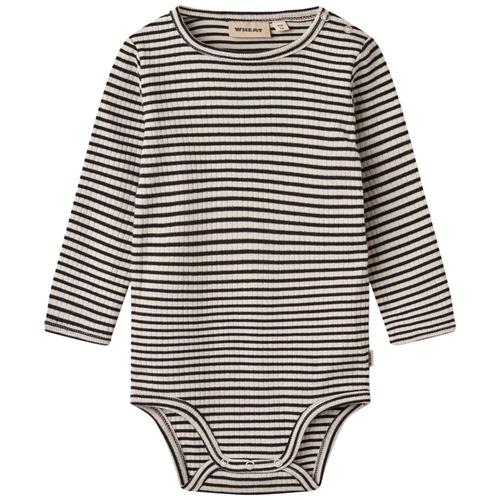 Wheat GOTS Berti Stribet Babybody Sort | Sort | 62 cm