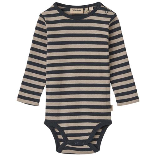 Wheat GOTS Freddie Stribet Babybody Navyblå | Marine blå | 80 cm