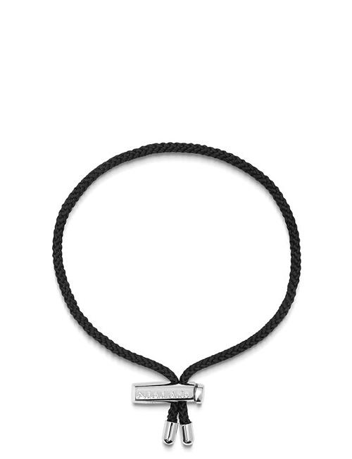 Nialaya Men's Black String Bracelet With Adjustable Silver Lock Nialaya Silver