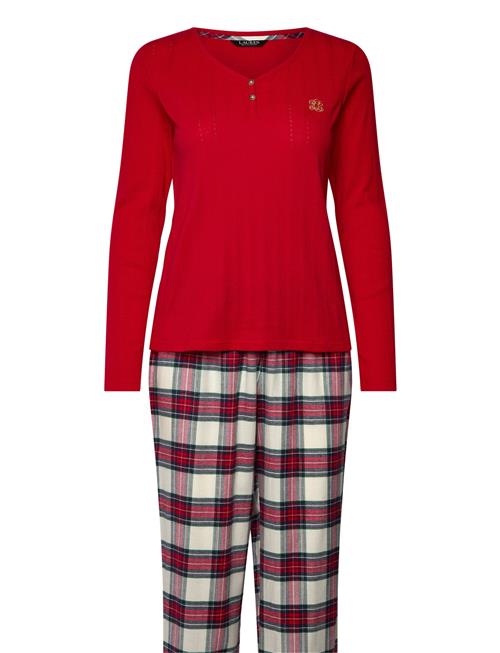 Lauren Ralph Lauren Homewear Lrl L/S Knit Henley Long Pant Pj Set Lauren Ralph Lauren Homewear Red