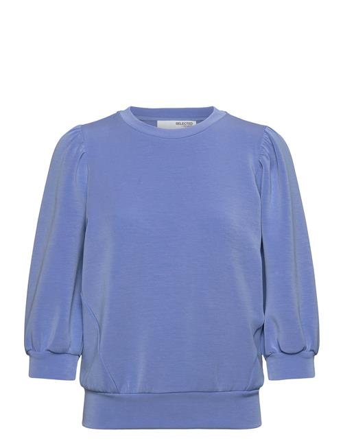 Slftenny 3/4 Sweat Top Noos Selected Femme Blue