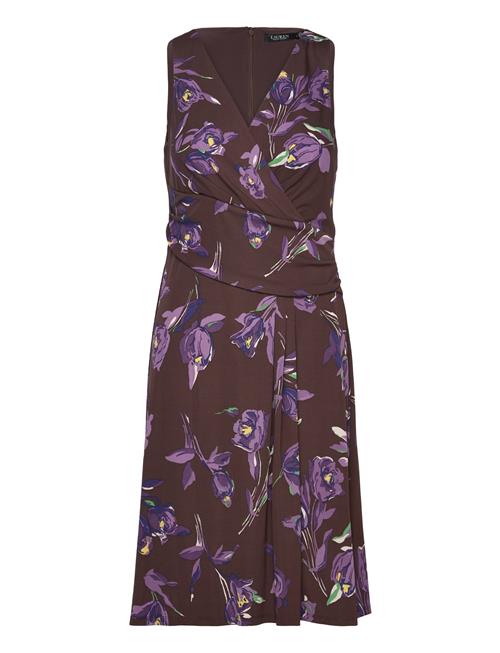 Floral Surplice Jersey Sleeveless Dress Lauren Ralph Lauren Brown