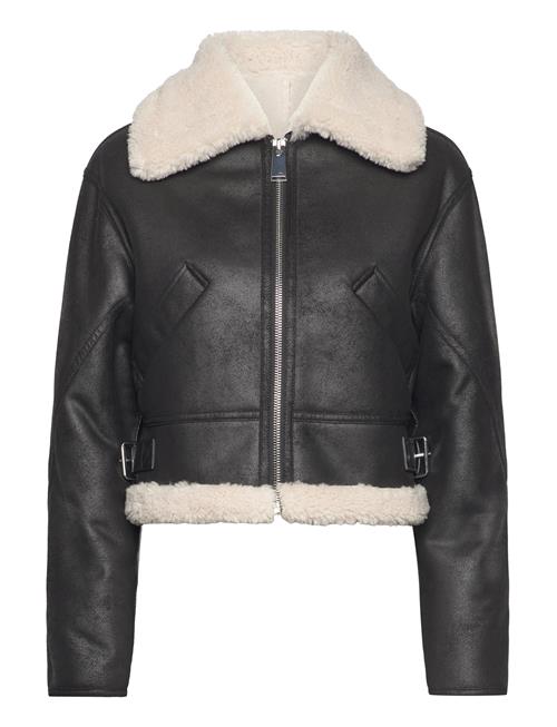 Mango Faux Shearling-Lined Short Jacket Mango Black