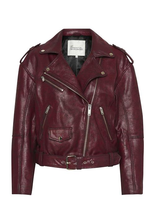 Mwgilo Leather Jacket My Essential Wardrobe Burgundy