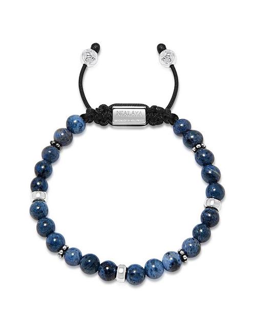 Men's Beaded Bracelet With Blue Dumortierite And Silver Nialaya Blue