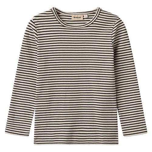 Wheat T-shirt L/S Stig Sort Stribet | Sort | 128 cm